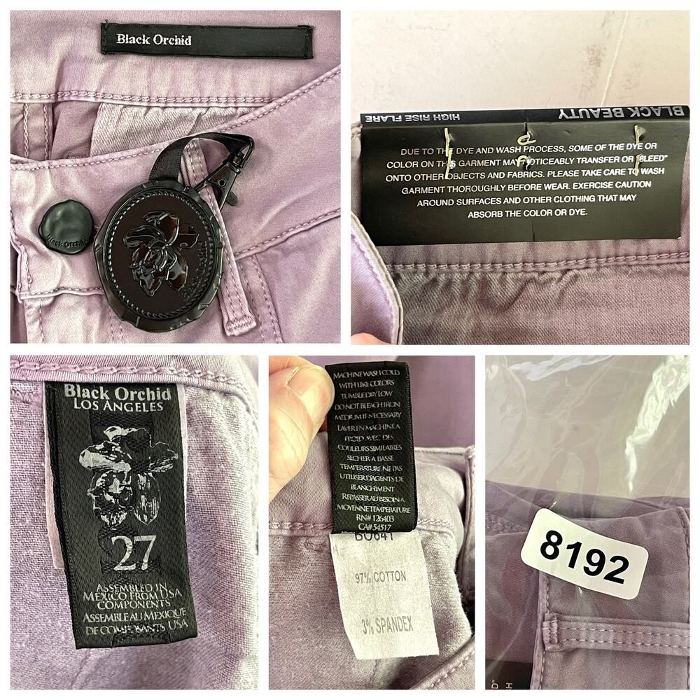 Black Orchid NEW Skinny Jeans Pleats Sz 27 *FLAW* Cuffs Purple Cotton Blend - Picture 8 of 8